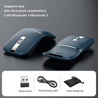 Souris sans fil ultra-fine pliable 2,4G BT double mode rechargeable silencieuse pour ordinateur portable, ordinateur de bureau, bureau