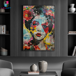 UNIART Banksy femme <span class=keywords><strong>japonaise</strong></span> toile <span class=keywords><strong>peinture</strong></span> accrocheur graffiti décoration murale cadeau parfait pour les amateurs de culture amoureuse - Product Image 6