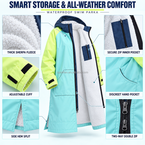 Parka thermique imperméable et coupe-vent en polaire Sherpa pour la plage, la piscine et le triathlon, marque privée - Product Image 3