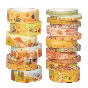 Foreign Trade Source Autumn Washi Tape 5Mx18 <b>Rolls</b> Multi Size DIY Decorative Journal <b>Kit</b> Craft Supplies - Product Image 5