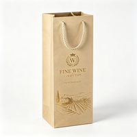 Sac à vin en papier écologique fabriqué avec du papier kraft recyclable, texture premium pour l'emballage de bouteilles en cadeau