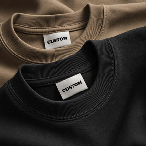 T-Shirt in Cotone con Etichetta Personalizzata, <span class=keywords><strong>Nero</strong></span> e Kaki, Dettaglio Collo a Costine per Produzione di Abbigliamento Maschile con Marchio Privato - Product Image 1