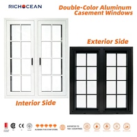 Ventanas Abatibles de Aluminio Estilo Francés RICHOCEAN, Impermeables, Resistentes al Viento, con Vidrio de Ahorro Energético