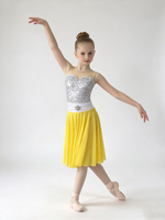 Robe de ballet à paillettes pour filles, jupe en mousseline jaune, costume de danse lyrique pour spectacle sur scène
