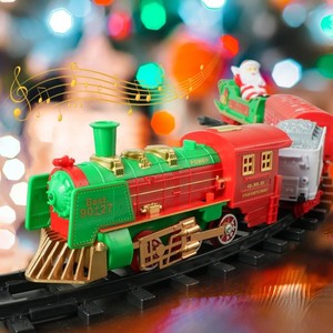 Ensemble de train de Noël avec lumières et sons, jouet éducatif en plastique pour enfants, décoration intérieure autour de l'arbre de Noël - Product Image 5