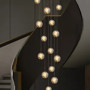 Lámpara colgante de bola nórdica, candelabro de decoración interior de diseñador, accesorios de iluminación, candelabro de escalera giratoria de edificio dúplex