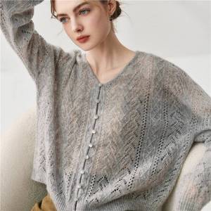 Camicia Casual <span class=keywords><strong>Cardigan</strong></span> in Cashmere da donna in seta Cashmere di alta qualità - Product Image 1