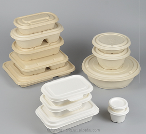 Customized degradable lunch box bagasse pulp disposable high-grade takeout packaged fast food lunch box bowl