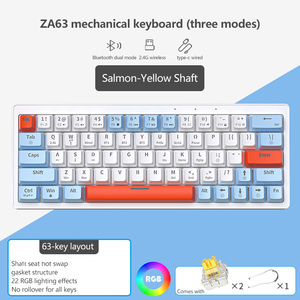 2.4G Không Dây Ba Chế Độ 64-Key Chuyển Đổi Tùy Chỉnh Keycap Mini Trò Chơi Thời Trang RGB Backlit Chơi Game Quang Học Bàn Phím Cơ Khí - Product Image 4