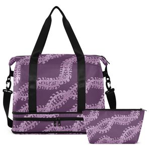 Sac de voyage pliable Aloha, sac de week-end, design hawaïen violet Puakenikeni Lei, sac de voyage personnalisé avec poche pour trolley - Product Image 4