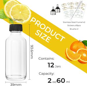 Botellas de muestra de vidrio para jugo de 30 ml, botellas pequeñas de <span class=keywords><strong>Schnapps</strong></span>, Mini botellas de licor vacías de 1 oz con embudo para boda de whisky - Product Image 5