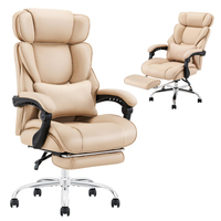 Chaise de bureau professionnelle pour PDG, confortable, à dossier haut, inclinable, pivotante, avec support de tête et repose-pieds, idéale pour les managers et les réunions.