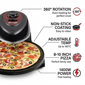 Venta al por mayor Nuevo Personalizado CE GS RoHS LFGB ETL Más Vendido Horno de Pizza y Prensa para Pizza Portátil Giratorio de Contacto para Asar BBQ para Interiores - Product Image 5