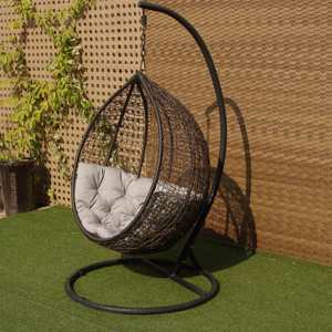 Fauteuil suspendu en forme de <span class=keywords><strong>cocon</strong></span>, prix d'usine, une place, en rotin, meubles de patio pour jardin, salon, meubles d'extérieur en métal et tissu - Product Image 2