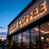 Enseigne LED 3D personnalisée STAR COFFEE en acier inoxydable, lettres lumineuses frontales, étanche pour extérieur, signalétique de devanture de café