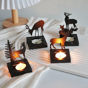 桌面装饰用品家居装饰鹿形餐桌摆件装饰奉献茶灯烛台金属烛台 - Product Image 3