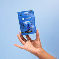 Marque privée 10 pièces Gummies énergétiques véganes saveur Blue Razz à action rapide avec caféine, Ashwagandha, extrait de thé vert et vitamine C