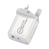 Pengisi daya Cepat 20W PD QC3.0, adaptor daya ponsel USB A + C pengisi daya rumah pengisian cepat