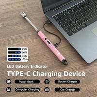 Allume-cigare électrique à arc plasma sans flamme à long bec de cygne, rechargeable avec affichage de la batterie, pour barbecue, camping, cheminée
