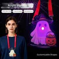 Panneau suspendu personnalisé en acrylique, décorations d'Halloween (fantôme, citrouille), DIY, éclairage LED, télécommande, panneau lumineux type lustre