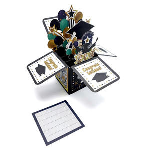 Carte de vœux 3D en forme de chapeau de diplômé fait main, best-seller, pour la saison des diplômes, décoration de fête et messages - Product Image 3