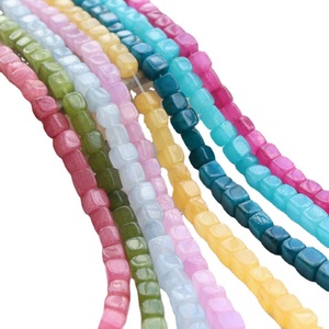 Jiny [Verano] Accesorios <span class=keywords><strong>de</strong></span> cuentas sueltas cuadradas geométricas <span class=keywords><strong>de</strong></span> color <span class=keywords><strong>jade</strong></span> blanco, pulsera retro etérea hecha <span class=keywords><strong>de</strong></span> material <span class=keywords><strong>de</strong></span> cristal - Product Image 5