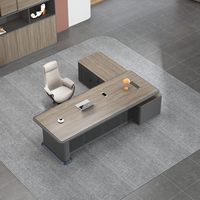 Ensemble de mobilier de bureau ergonomique moderne et luxueux en bois, comprenant un bureau de direction, une chaise et un classeur personnalisable, facile à assembler