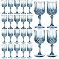 Verres à vin en plastique bleu vintage transparents style rétro pour réceptions de mariage et événements festifs