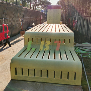 Stainless Steel Landscape <b>Bench</b> <b>Wood</b> Grain Finish Durable Outdoor Patio <b>Bench</b> 4 Seater Contemporary Design - Product Image 2