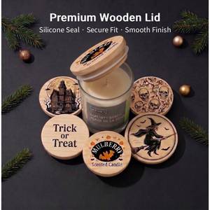 Tapa de madera personalizada WeWood de Vietnam para velas de Halloween, embalaje de temporada, cubierta de madera para tarros de velas aromáticas, fabricante para marcas de velas. - Product Image 2
