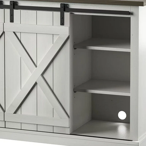 Mueble <span class=keywords><strong>para</strong></span> <span class=keywords><strong>TV</strong></span> Estilo Moderno con Puerta Corredera Tipo Granero <span class=keywords><strong>y</strong></span> Dos Estantes Ajustables <span class=keywords><strong>para</strong></span> Sala de Estar o Dormitorio con Amplio Espacio de Almacenamiento - Product Image 3