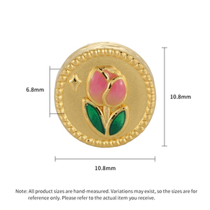 0,8G oro sólido esmalte tulipán cuenta de la suerte para pulseras DIY accesorios de joyería fina - Product Image 2
