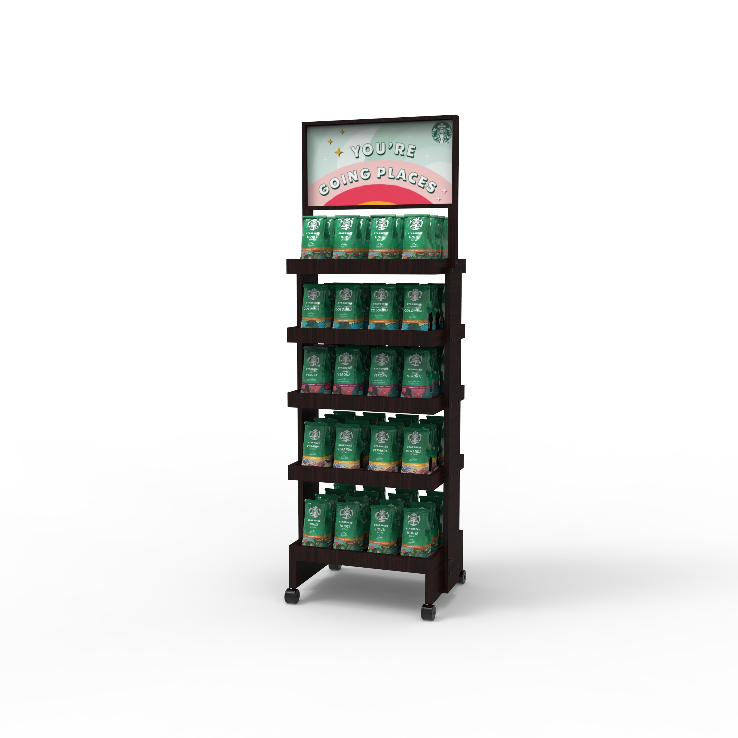 Shopping Mall Supermarket Wooden Display Rackfour Layers Shelf Display Stand Customized — view 1