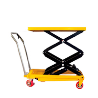 Plataforma Elevadora de Tijera Eléctrica Hidráulica Hanxiang de 150 kg, Mesa de 700x450 mm, Plataforma Móvil de Acero, Color Amarillo, Doble Controlador, Elevación en 150/120 Segundos
