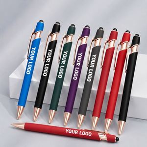 Bulk Soft Rubber Rose <b>Gold</b> Part Metal Stylus Touch Ball <b>Pen</b> With Laser Engraved Brand Logo for Office Custom Engraved Metal <b>Pens</b> - Product Image 1