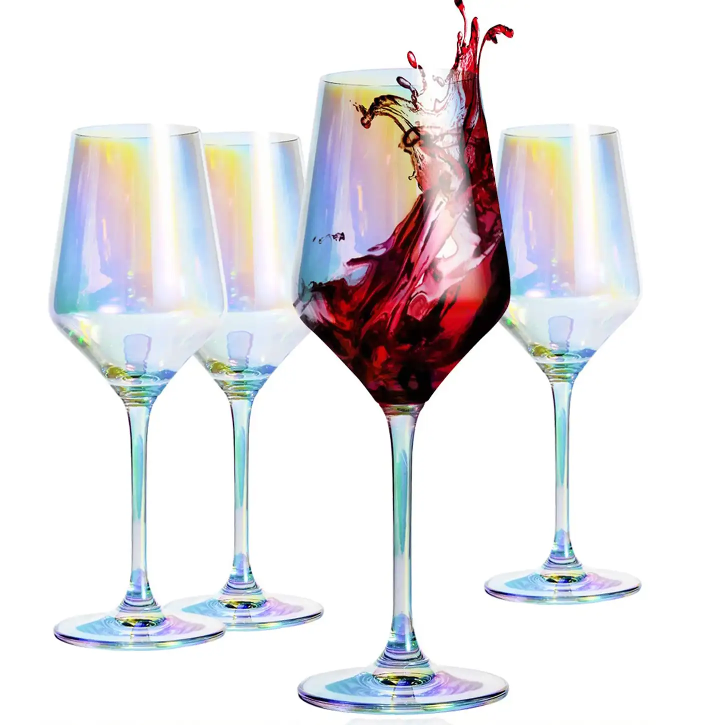 Amazon Bicchiere di Vino 13 Oncia Senza Piombo Premium Perfetto per Feste di Matrimonio e Regali Set di 4 Calda di Marca Rosso oro Cartone Tazze di Vetro