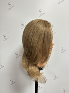 Tête de mannequin <span class=keywords><strong>blonde</strong></span> 100% cheveux humains de 16 pouces pour la pratique professionnelle de la coiffure tête d'entraînement haute densité pour la <span class=keywords><strong>coloration</strong></span> - Product Image 2