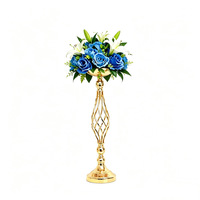 Décoration de mariage : Bougeoirs de table en fer forgé doré, supports de fleurs en macramé pour allée, centre de table pour passerelle