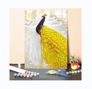 숫자로 인기있는 수제 새 그림 그림 장식 예술 다채로운 아크릴 캔버스 숫자로 아름다운 동물 그림