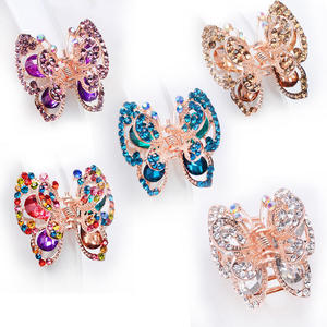 Diseño Original de alta calidad, horquillas de cristal medio, tocado en la parte posterior de la cabeza, mariposa, diamantes de imitación, pinza de pelo de Metal <span class=keywords><strong>para</strong></span> mujer - Product Image 3