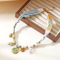 Collier pendentif en ruban de soie coloré pour femme, style bohème vintage, idéal pour l'été, les vacances, la plage et les voyages
