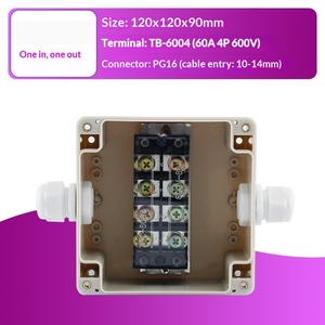 120x120x90mm <b>Waterproof</b> Junction <b>Box</b> One-in-one-out 60A Terminal Block PG16 Cable Gland Enclosure Terminal <b>box</b> - Product Image 2
