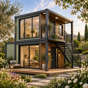 Casa Contenedor Moderna de Dos Pisos con Balcón y Escaleras, Diseño Rectangular para Espacio de Vivienda - Product Image 3