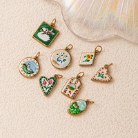 Nouveauté 2026 Breloques en Acier Inoxydable PVD Or 18K, motifs peints à la main : Fleurs, Paysages, Arbres, Maison, Canard, Lac, pour la création de bijoux et cadeaux