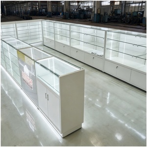 خزانة عرض خشبية بيضاء مخصصة لتخزين السجائر مع رف تخزين التبغ - Product Image 4