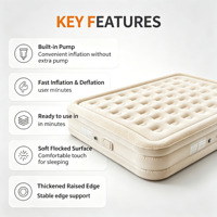 Matelas pneumatique gonflable portable avec pompe intégrée, lit d'air à rebord surélevé épaissi, gonflage et dégonflage rapides pour la maison et le camping