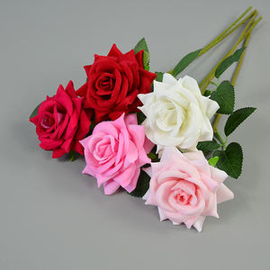 Rosa artificial salida de fábrica terciopelo a granel tallo largo decoración de la boda San Valentín Rosa flor artificial - Product Image 4