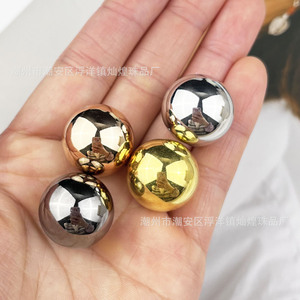 Cuentas Redondas Acrílicas con Baño de Oro y Acabado Gunmetal, Sin Perforación, para Accesorios de Ropa, Origen Chaozhou, Primavera 2025 - Product Image 4