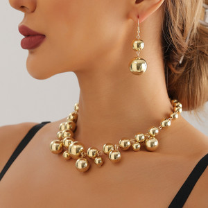 Collane Choker con Perline Dorate Geometriche Stile Hip-Hop per Donna, Gioielli da Festa - Product Image 2
