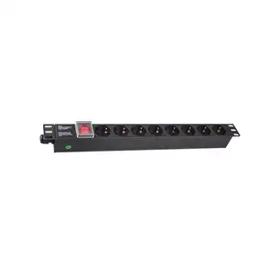 19 Inch 16a 8 Manieren Stopcontact 1u Rack Pdu Individuele Schakelaars Eu Socket